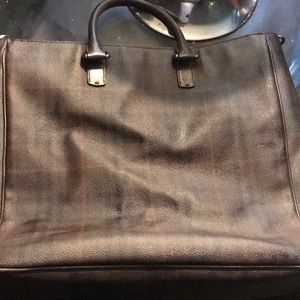 Burberry brown plaid leather tote vintage